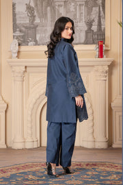 Motif Denim Embroidered Co-Ord Set