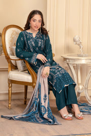 Motif Peach Wool Embroidered Suit.