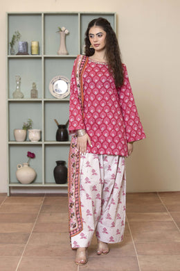 Motif Lawn Sequence Embroidered Suit