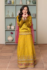 Motif Girls Raw Silk Embroidered Suit