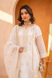 Motif Cotton Net Embroidered Suit