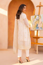 Motif Cotton Net Embroidered Suit