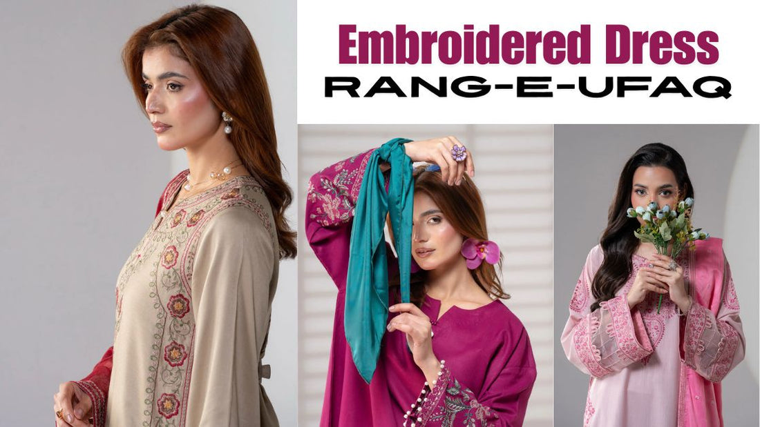 embroidered dress - rang - e ufaq - motif uk