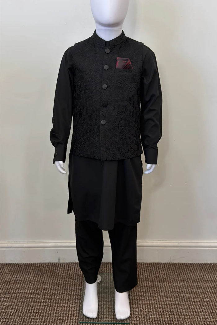 Motif Boys Waistcoat Suit-3404