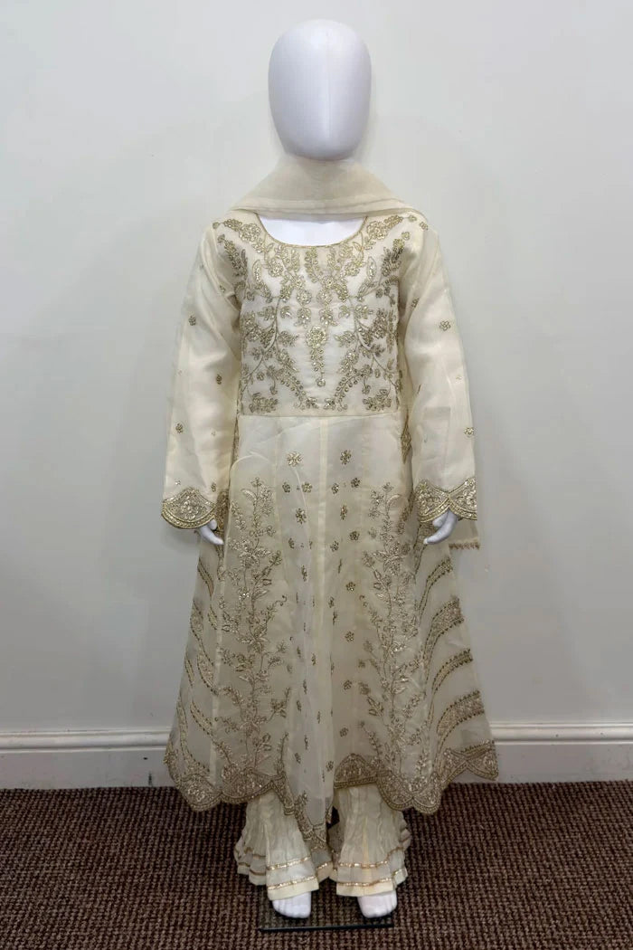 Motif Girls Organza Embroidered Suit-682