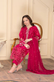 Motif Viscose Embroidered Suit-046