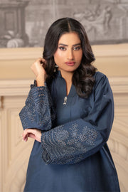 Motif Denim Embroidered Co-Ord Set