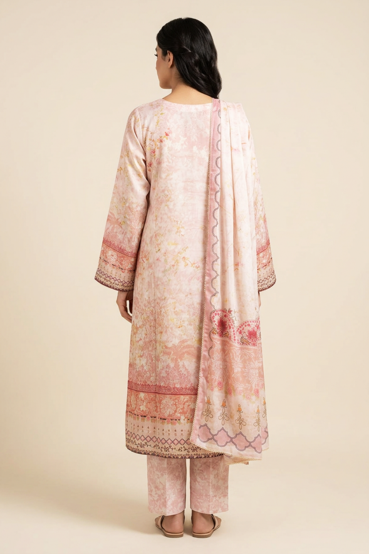 Motif Silk Embroidered Suit-001