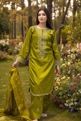 Motif Viscose Embroidered Suit