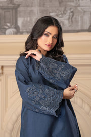 Motif Denim Embroidered Co-Ord Set