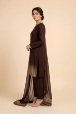 Motif Tissue Silk Embroidered Suit-240