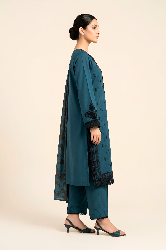 Motif Dhanak Embroidered Suit-3957