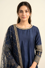 Motif Raw Silk Embroidered Frock-032