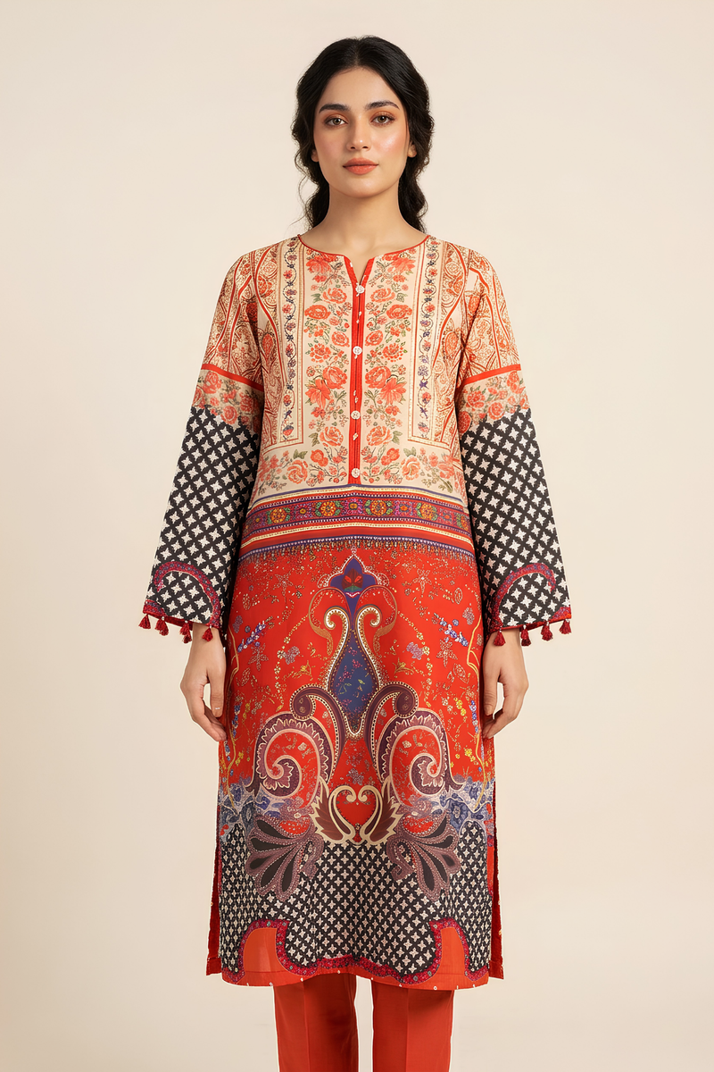 Motif PRINTED RAW SILK SUIT-4259