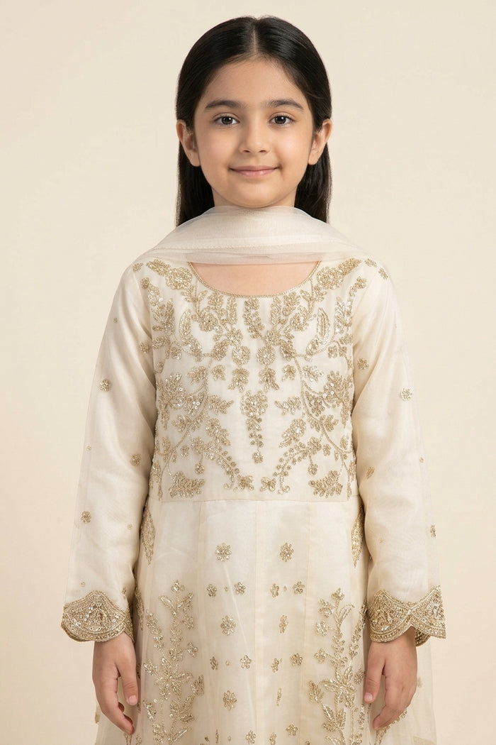 Motif Girls Organza Embroidered Suit-682