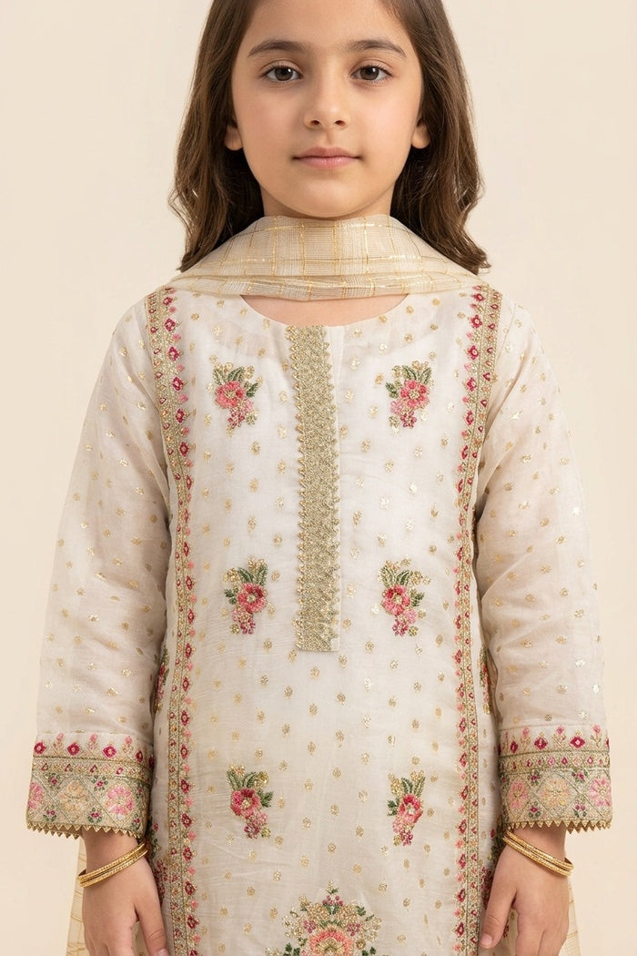 Motif Girls Silk Embroidered Suit-697