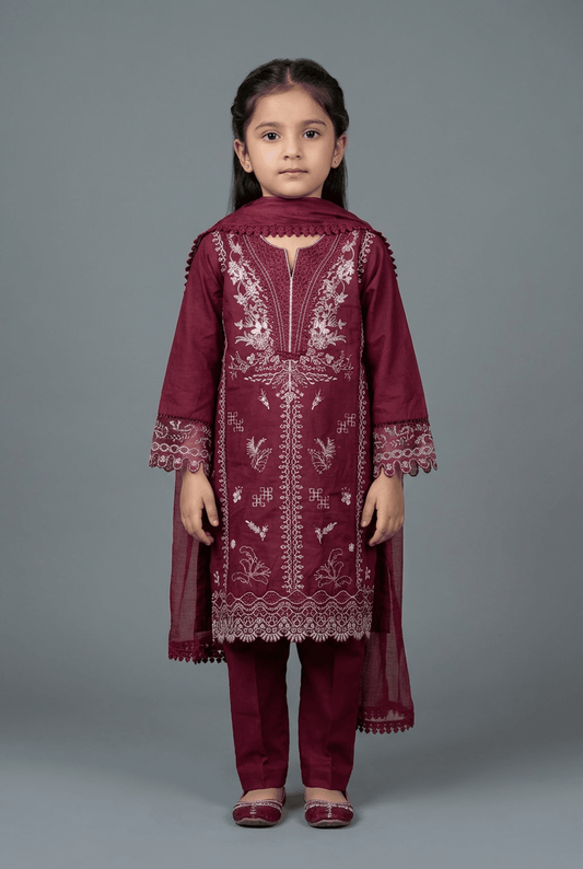 Motif Kids Lawn Embroidered Suit-034