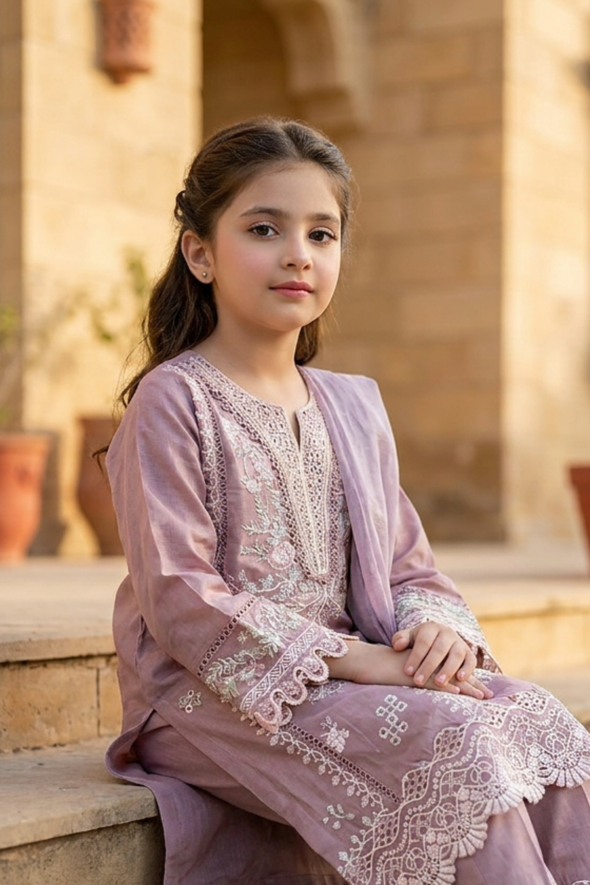 Motif Kids Lawn Embroidered Suit-034