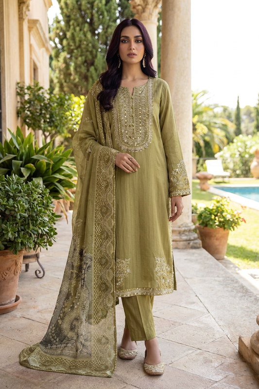 Motif Embroidered Lawn Suit-4030