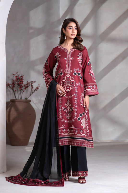 Motif Cotton Embroidered Suit-244