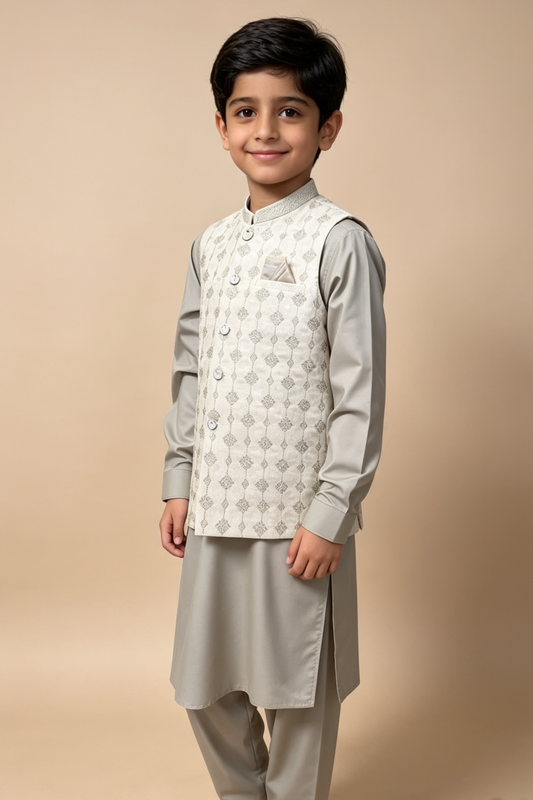 Motif Boys Waistcoat Suit-3657