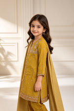 Motif Girls Embroidered Cotton Suit-26520