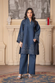 Motif Denim Embroidered Co-Ord Set