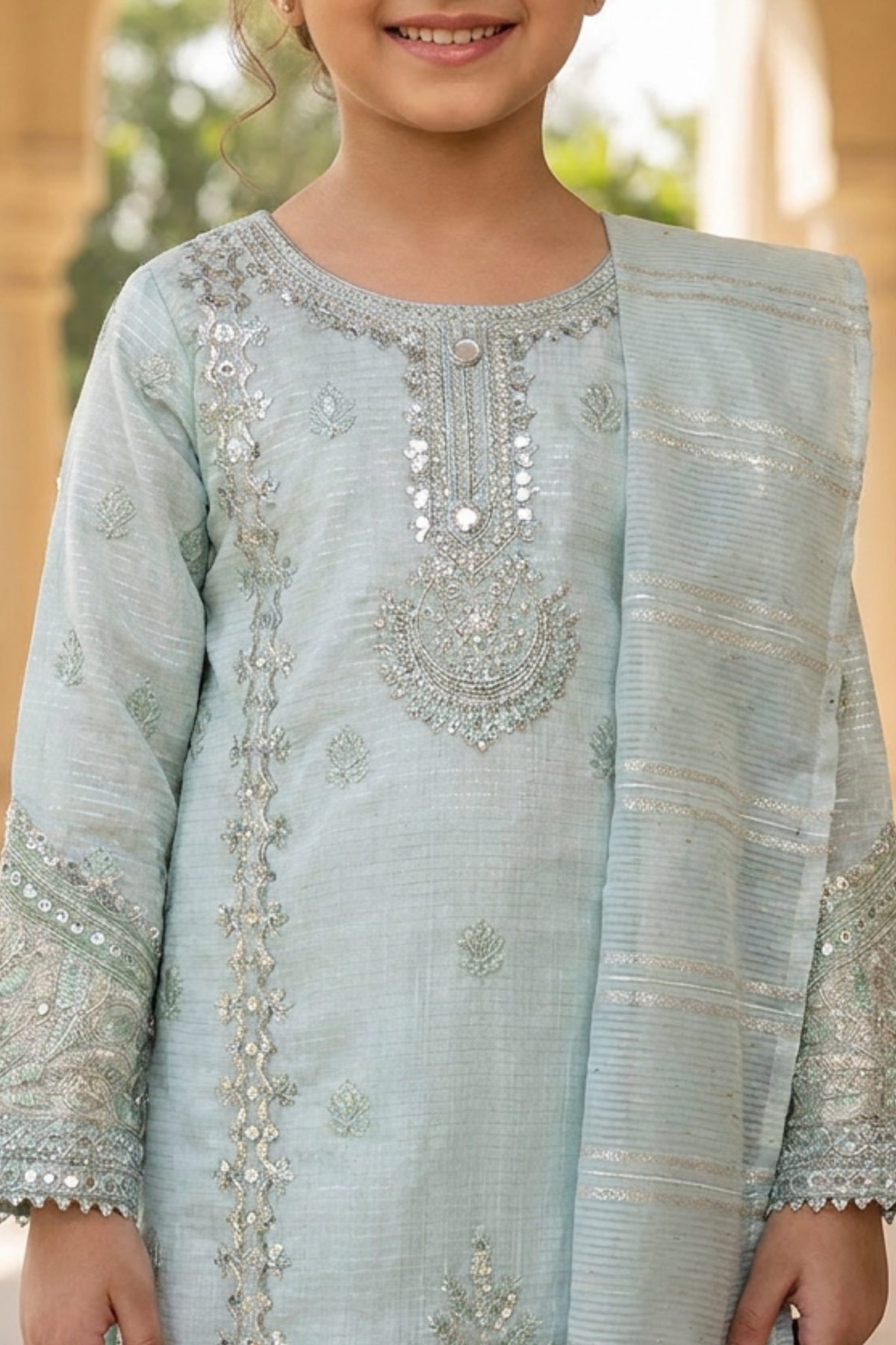 Motif Girls Embroidered Munar Suit-719