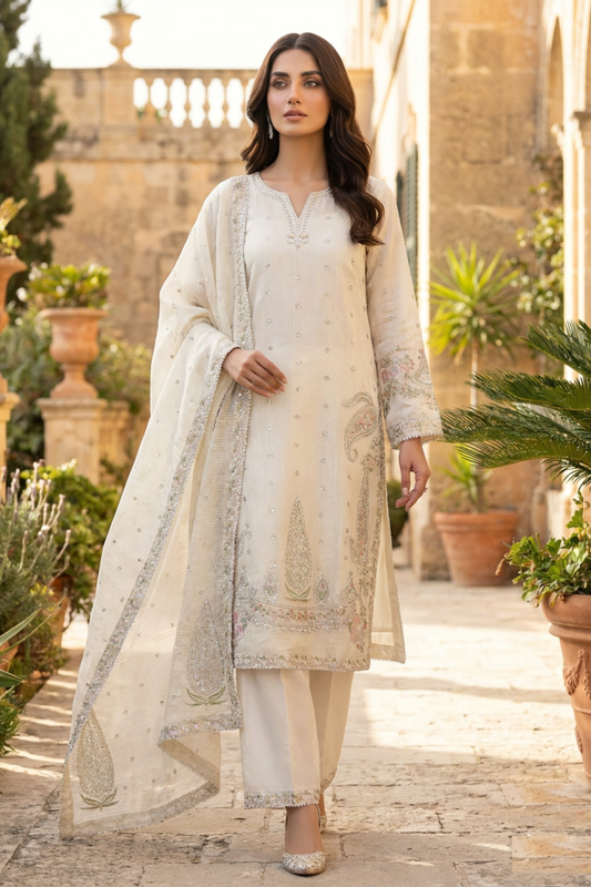 Motif Embroidered Lawn Suit-4139