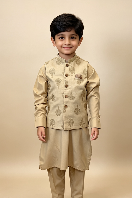 Motif Boys Waistcoat Suit-3463