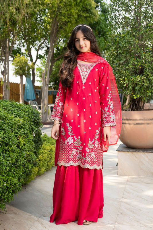 Motif Girls Embroidered Viscose Suit-716