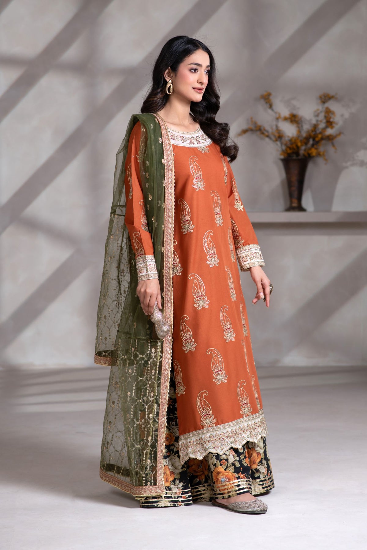Motif Cambric Embroidered Suit-013