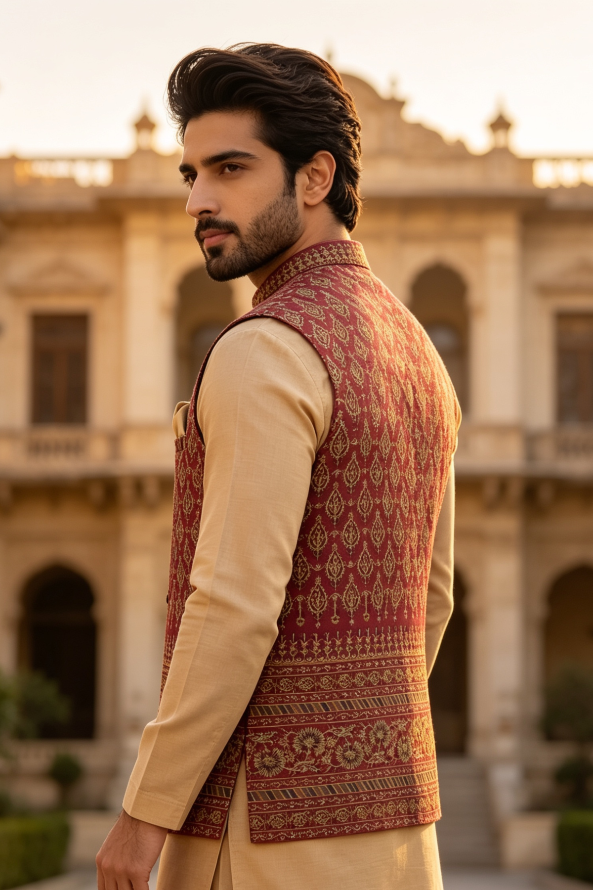 Motif Men's Waistcoat-4030