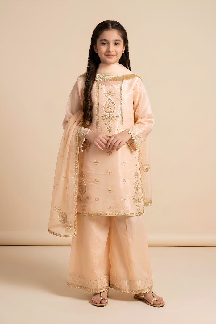 Motif Girls Embroidered Sheesha Silk Suit-750
