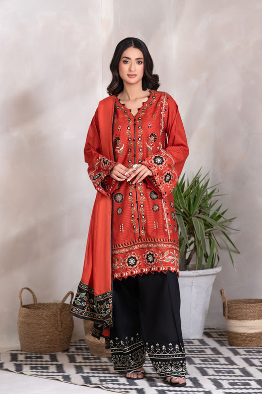 Motif Cotton Embroidered Suit-002