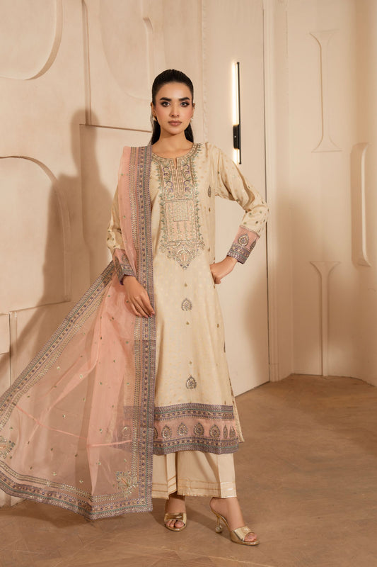 Motif Embroidered Polka Dot Suit-010