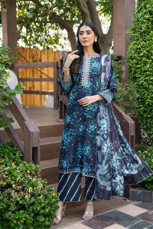 Motif Printed Cambric Suit-006