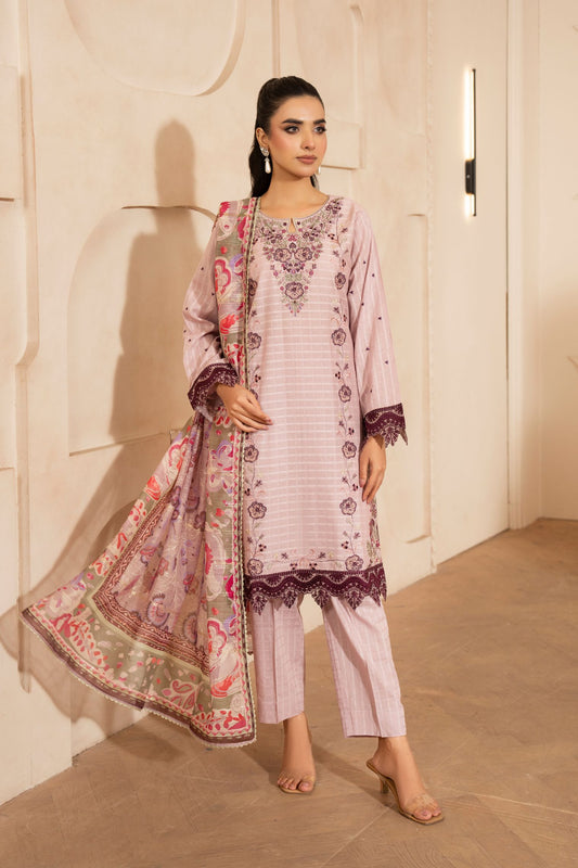 Motif Embroidered Lawn Suit-025