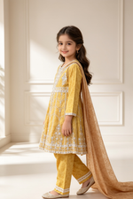 Motif Girls Embroidered Cotton Suit-26558