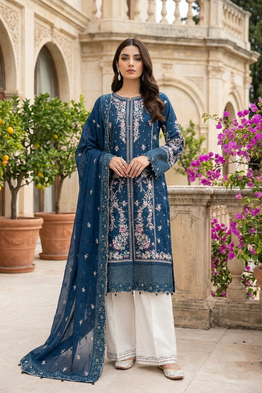 Motif Embroidered Lawn Suit-1820