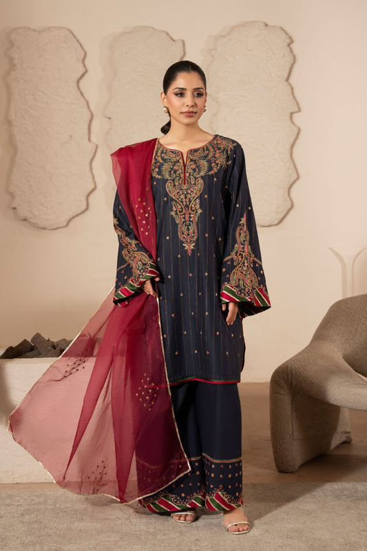 Motif Embroidered Mesoori Suit-006