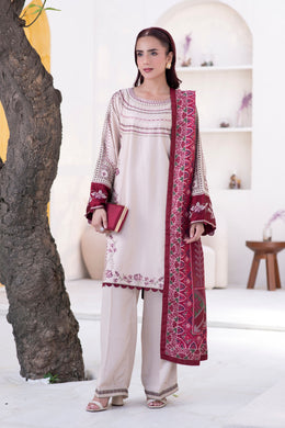 Motif Cotail Linen Embroidered Suit-052
