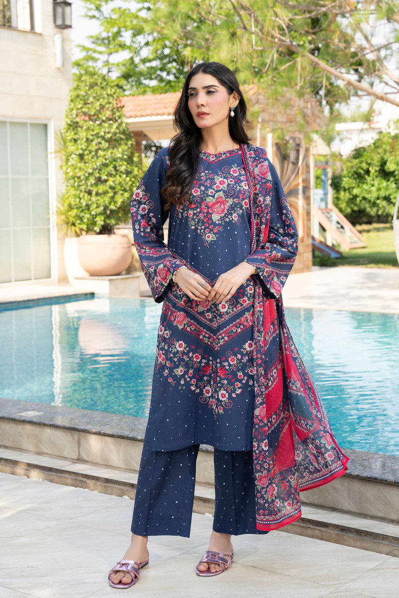 Motif Printed Lawn Suit-016