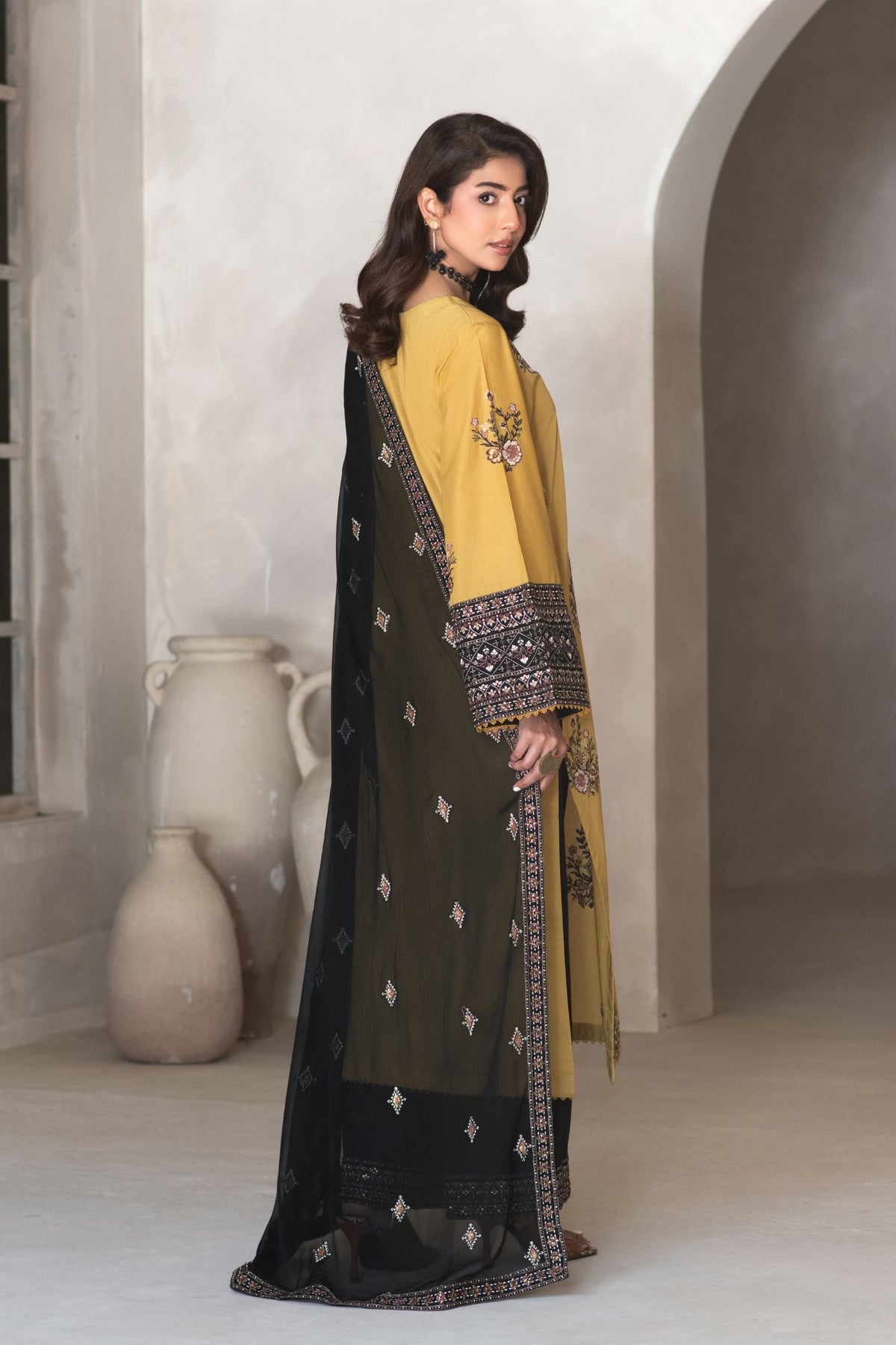 Motif Cambric Embroidered Suit-007
