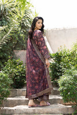 Motif Printed Raw Silk Suit-4114