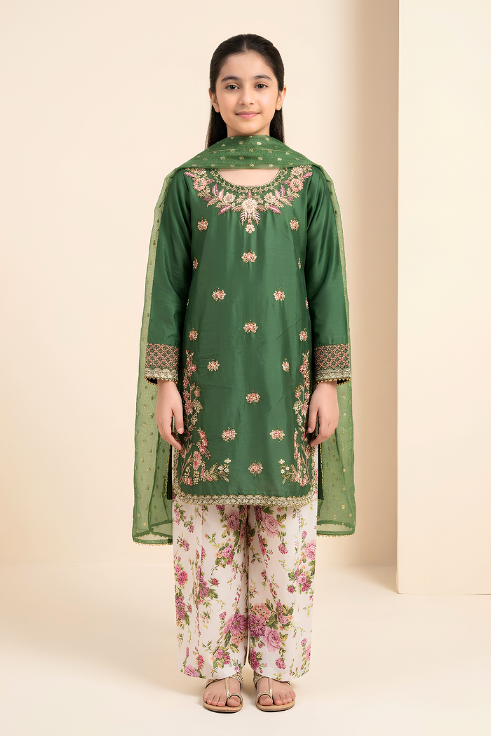 Motif Girls Embroidered Suit-753
