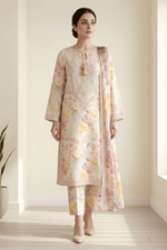 Motif PolyLawn Printed Embroidered Suit-4145