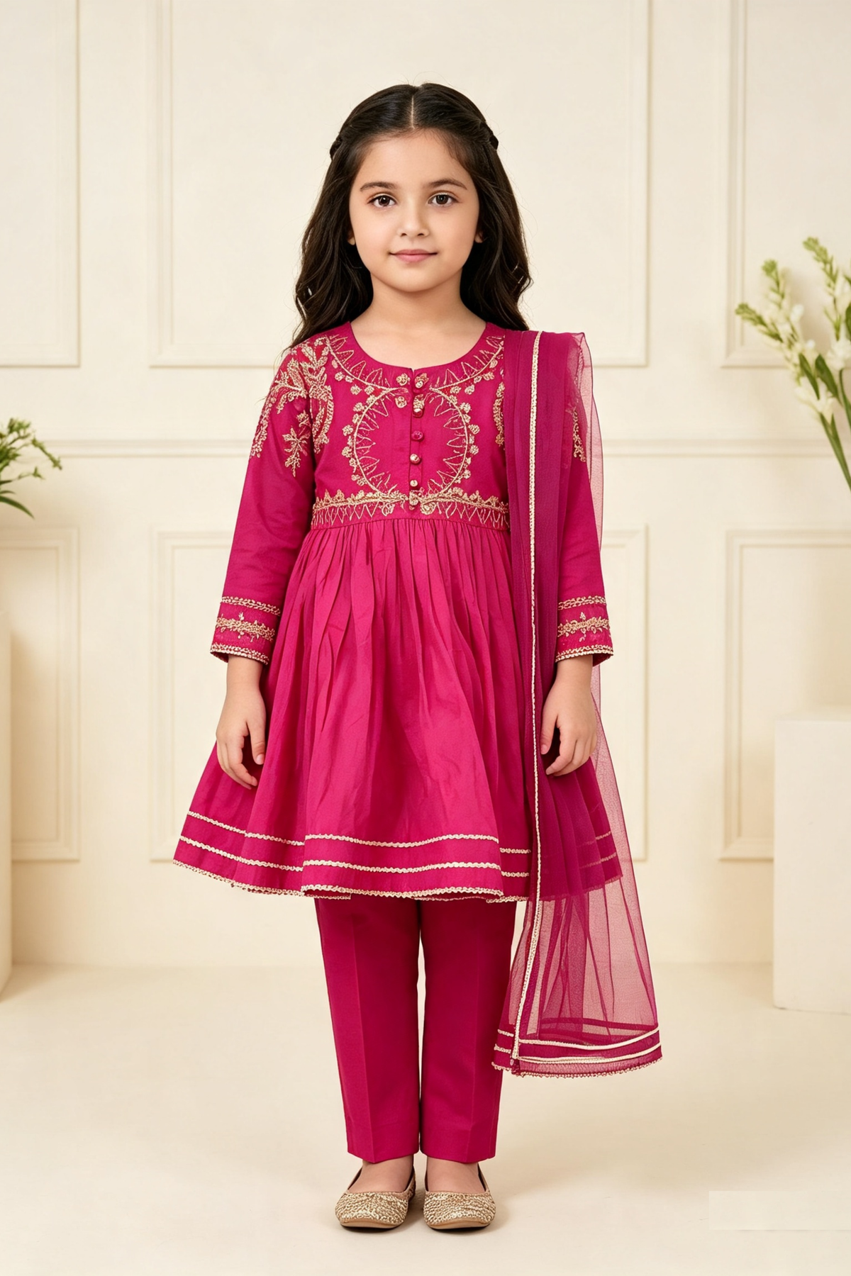Motif Girls Printed Cotton Suit-728