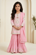 Motif Girls Embroidered Munar Suit-738