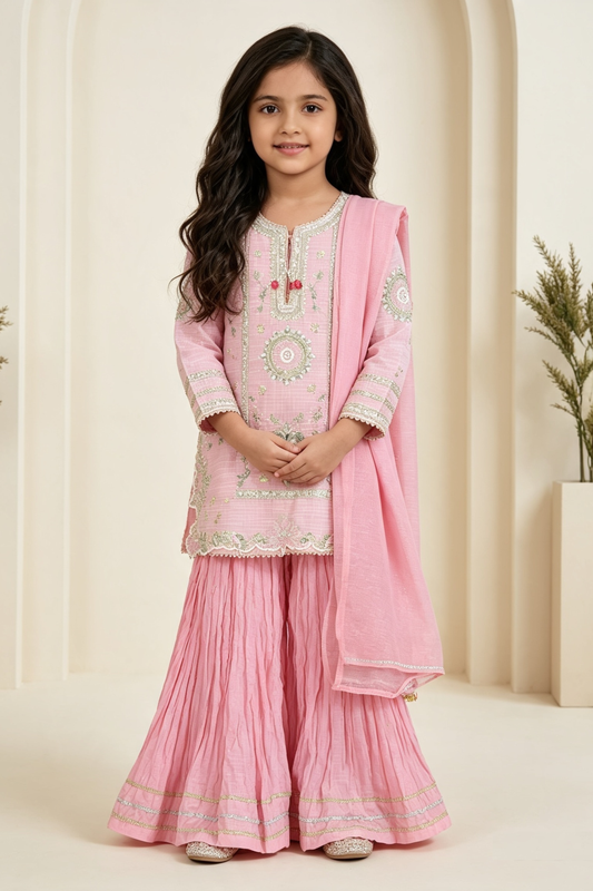Motif Girls Embroidered Munar Suit-738